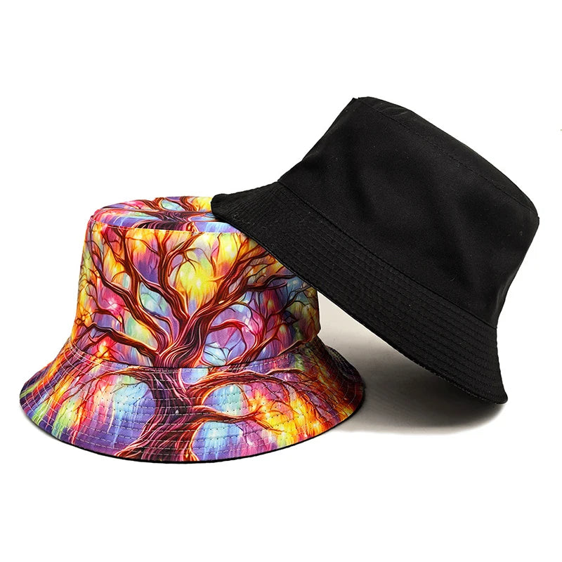 Landfond Spring Summer Casual Cartoon Leaf Lightweight Velour Canvas Fisherman Windproof Shade Hat for Fishing Cycling Daily Use