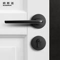 Matt Black Zinc Alloy Round Lever Door Handle Interior Lock Handle Design for Bedroom Wooden Doors