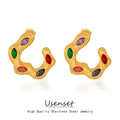 New Fashion 18k Gold Plated Stainless Steel Women's Earrings Luxury Diamond Inlaid Cz Zircon Stylish Simple