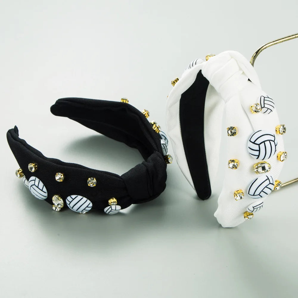 Fashion Sports Wind Drop Oil Volleyball Accessories Headband Women's High Quality Solid Color Cloth Set Diamond Headband Jewelry