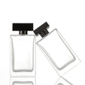 Custom Perfume Bottles 50 Ml 100ml Flat Square Empty Glass Bottles for Perfume Oil With Wooden Cap