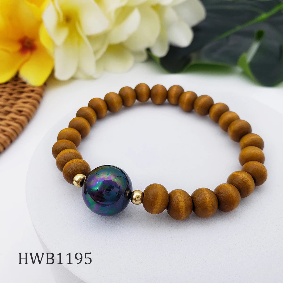 Wholesale Hawaiian  Wood Bead  Trendy Pearl Bead Jewelry Elastic  for Man and Women