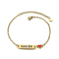 Stainless Steel Red Enamel Heart Custom Engraved Name Bracelet