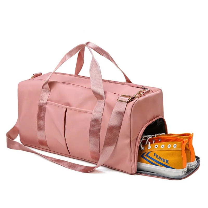 Dry Wet Separated Sport Duffel Holdall Training Yoga Travel Overnight Weekend Shoulder Tote Gym Bag with Shoes Compartment