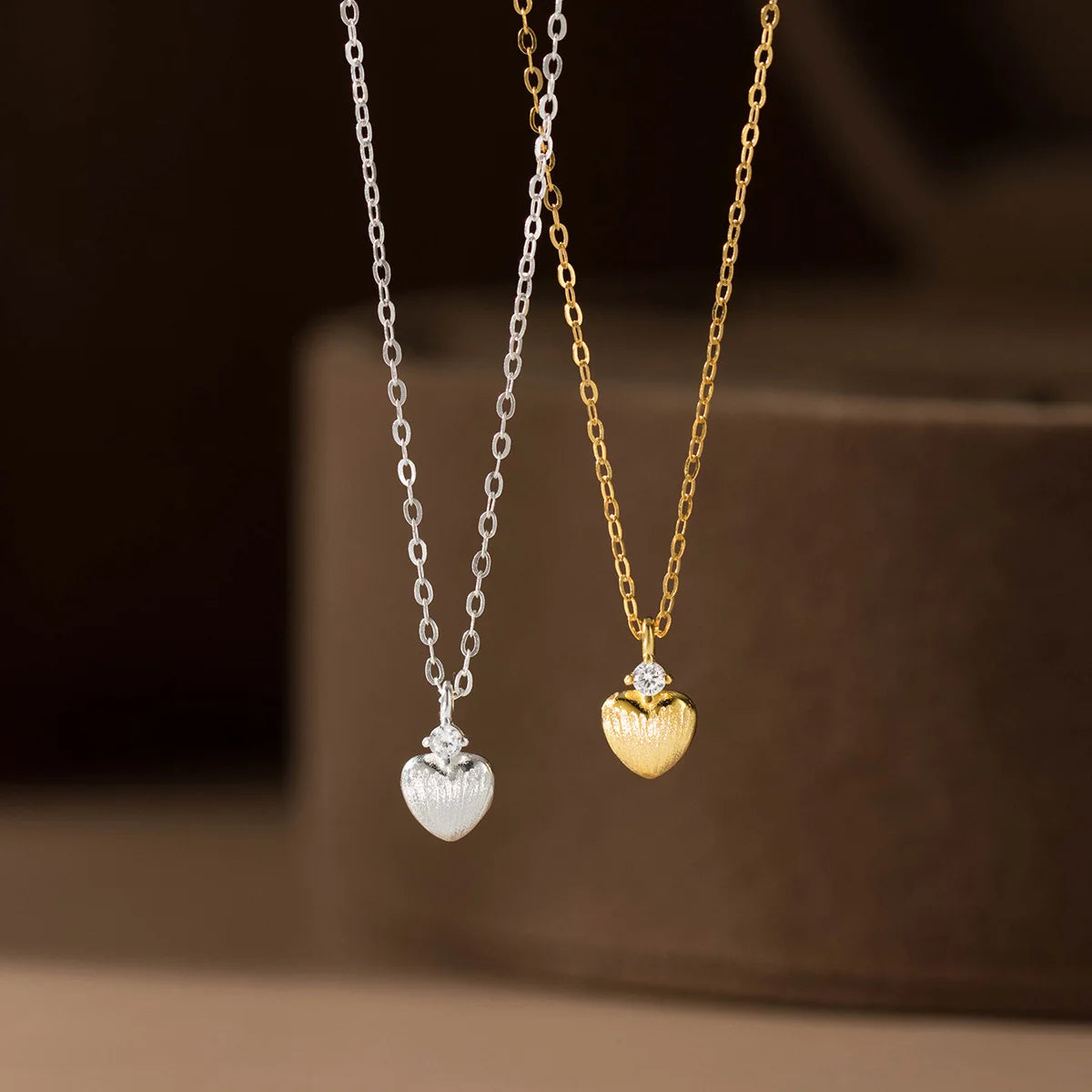Minimalist Fashion Pendant Necklace 925 Sterling Silver Small Heart Necklace Diamond Gold Plated Necklaces for Women