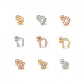 Fashion Women Gold Geometric Zircon Ear Bone Stud Gold Plated Brass Piercing Screw Ball Trend Flower Diamond Stud Earrings