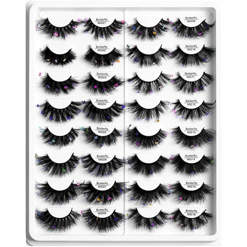 1 Pair One Tray 8D 14-20MM Butterfly Lashes Private Label Full Strip Faux Mink Eyelashes Wholesale Natural Flutter Perfected