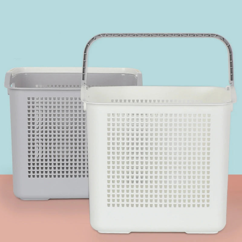 Hot Selling White/Gray PP Plastic Laundry Basket for Home Use Dirty Clothes Storage 41.5x30x36.5cm