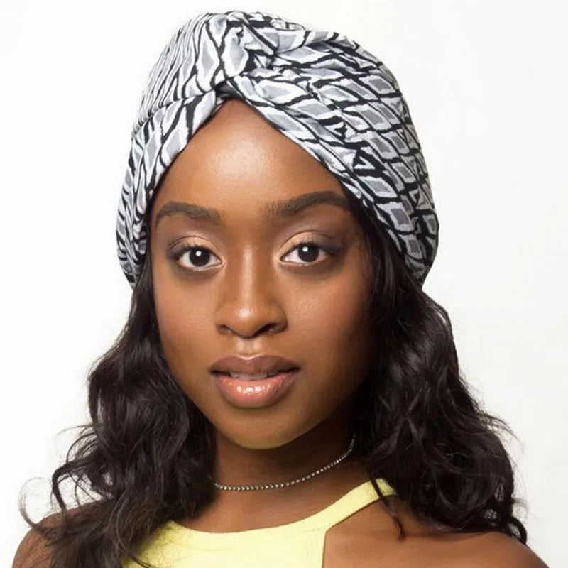 Wholesale Custom Logo Hair Accessories Double Layer Cotton Satin Colorful Female Beauty Fashion Turban Cap for Women
