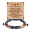 Handmade Birthday Christmas Gift for Him Husband Sun Tiger Eye Black Bead Men Bracelet