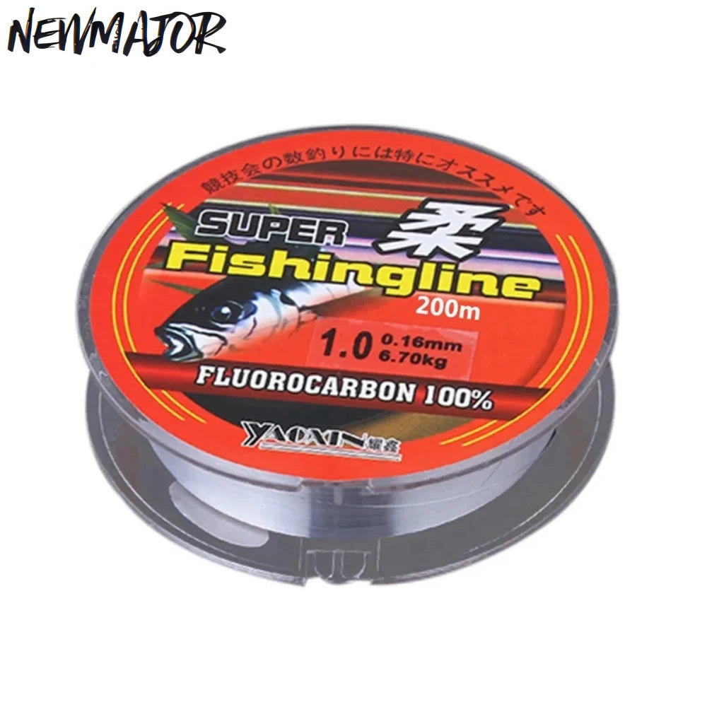 NEWMAJOR 200m Fluorocarbon Coating Nylon Fishing Line Transparent Sink Line for Lake and River Fishing