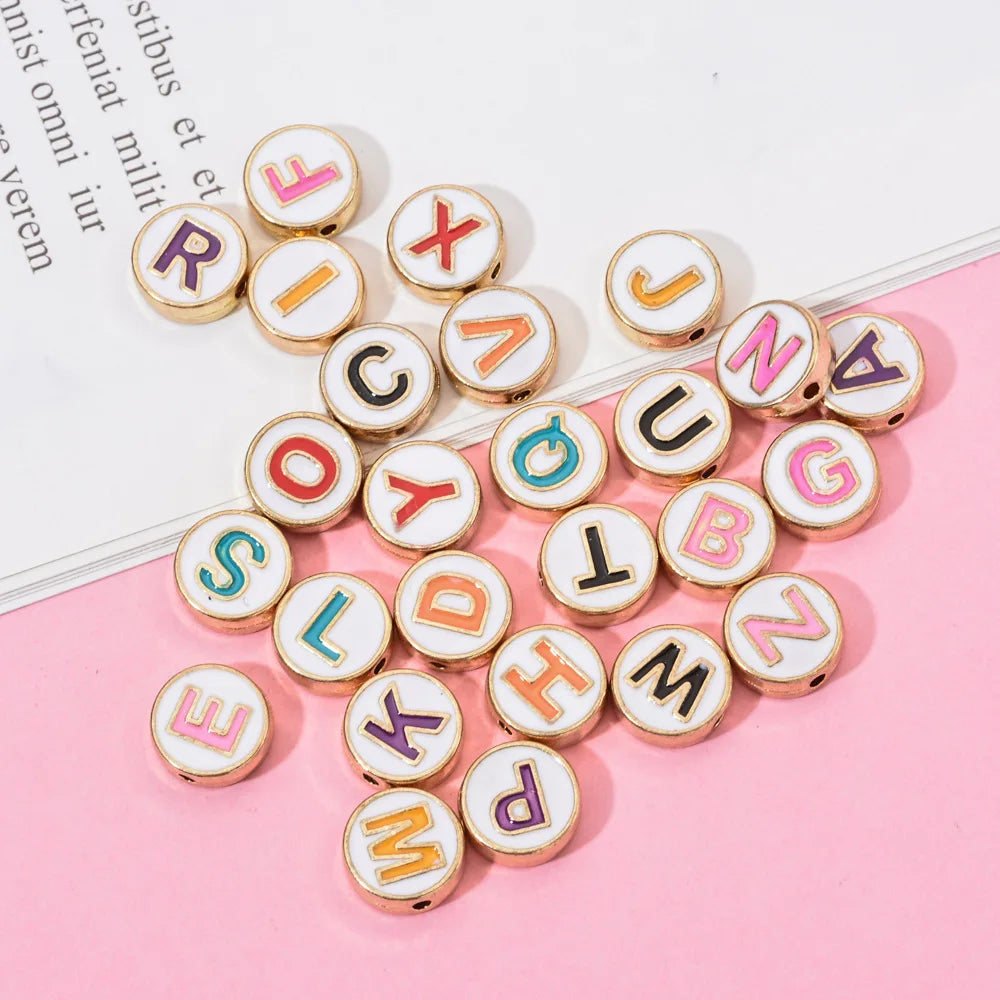 Fashion 8MM 10MM 100Pcs/Bag DIY Colorful Cute Round Enamel Letter Beads Alphabet for Charm Jewelry Making Accessories