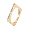 Designer Unique Zircon Square Brass 18k Gold Plated Gemstone Trendy Geometric Micro Insert Certified Stacking Rings for Women