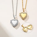 Fashion Jewelry 18K Gold Plated Open Picture Locket Necklace Stainless Steel Inlaid Zircon Heart Shape Photo Locket Necklace