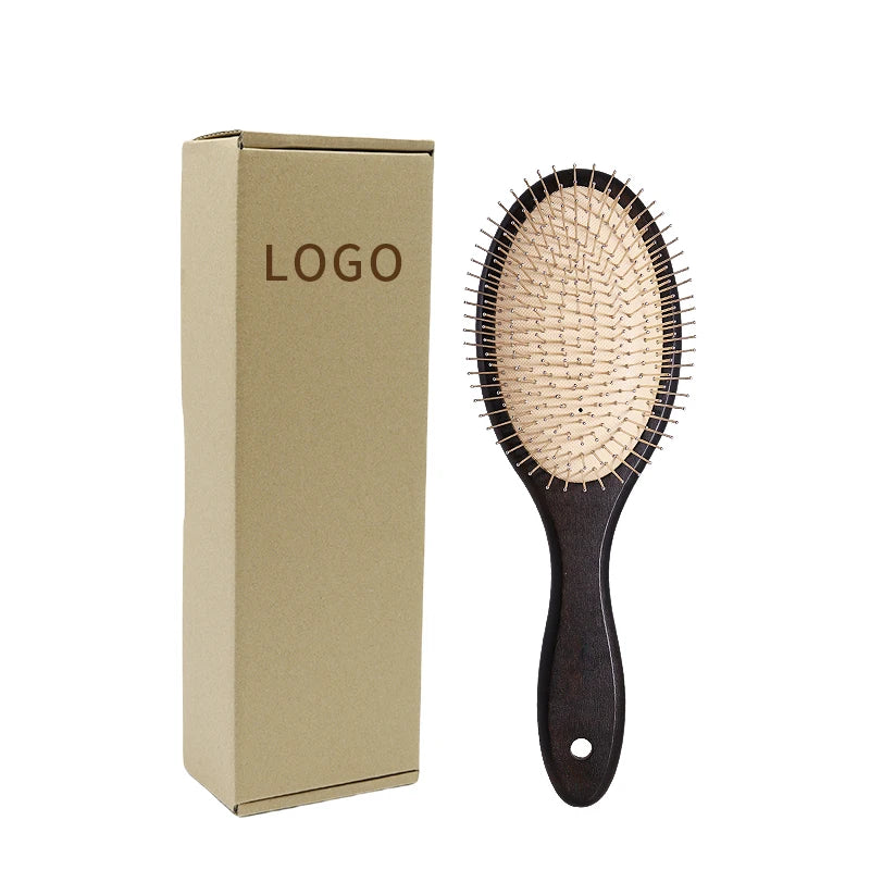 Small Size Wood Pocket Brush Hair for Kids Hair Comb Extensions for Girl Custom logo Natural Wood Steel Needle