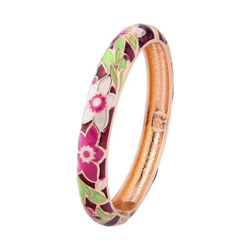Daili Wholesale Vintage Red Enamel Color Bracelet Bangle for Girl Jewelry Bangle Custom Bangles