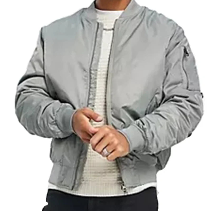 Outdoor Windbreaker Padded Insulated Warm Custom  Nylon Polyester Oxford Coating Men Outerwear Black Grey Bomber Jacket