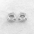 Sterling Silver 6*6mm Semi Mount Stud Earrings Empty Support Blank Claws Setting S925 Base Without Center Stone for DIY Inlay