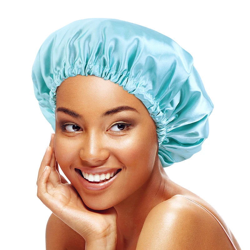 Double Layer Elastic Bottom Plain Color EVA Waterproof Shower Caps Bath Hat Bonnet for Women