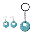 Natural Stone Pendants Eccentric Hole Ring Shape Mixed Bead Pendant Charms Keychain Crystal for Jewelry Making