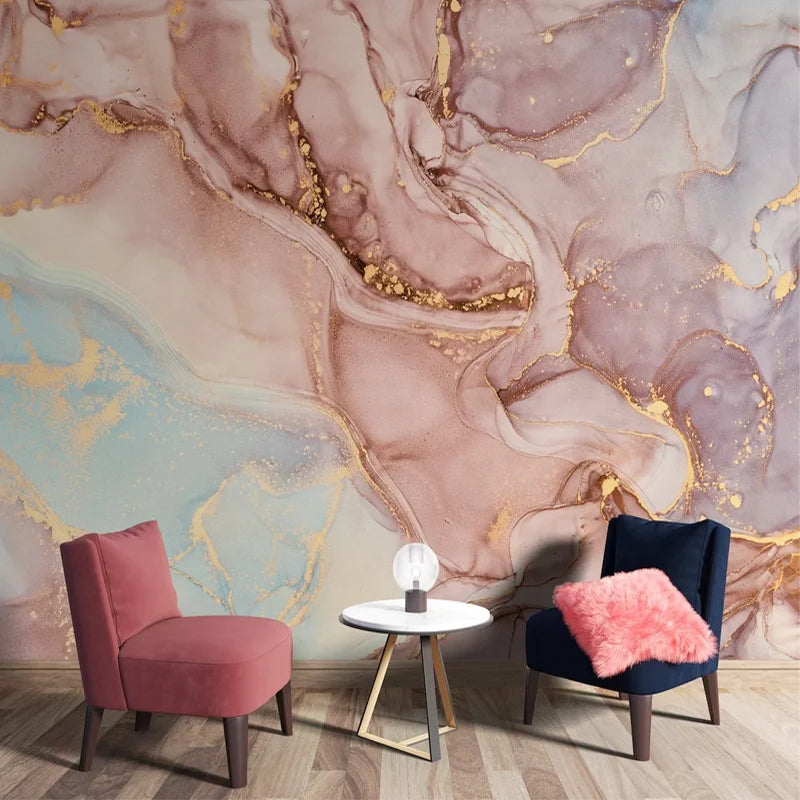 Pink Light Luxury Silk Classic Modern Waterproof Moisture-Proof Custom Mural Wallpaper for Living Room Bedroom