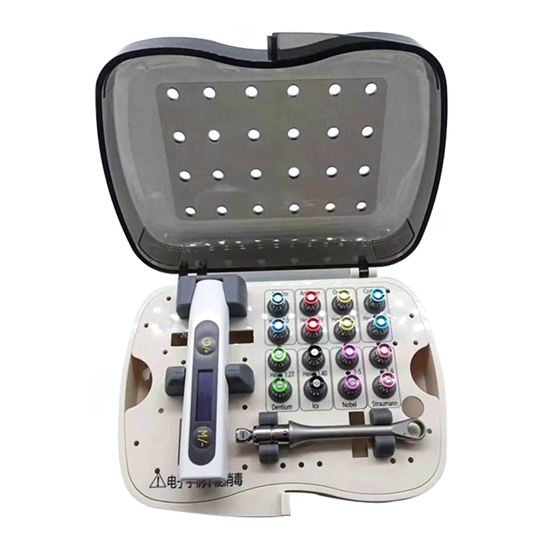 Electric Dental Implant Torque Wrench Handpiece Adjustable 10-40Ncm 16 Pcs Screws Hand Drivers