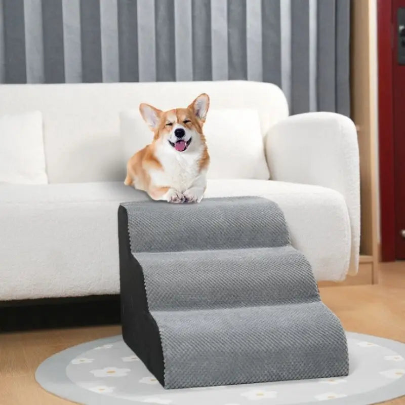 Luxurious Lightweight Foldable Dog Ramp Striped Cloth Couch Bed Designed Specifically for Older Indoor Dogs