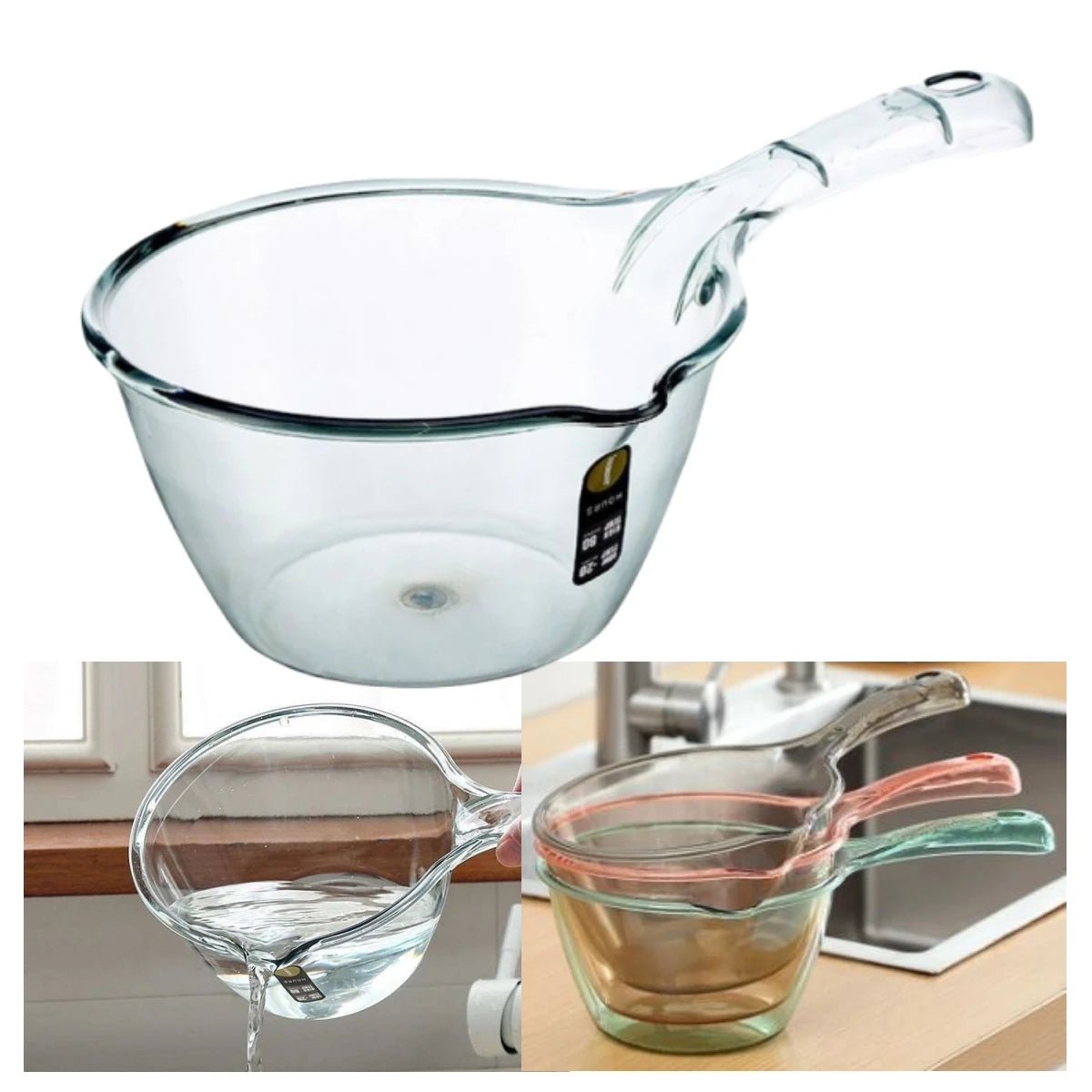 Transparent Shampoo Ladle Cup Bath Spoon Dipper Plastic Water Scoop for Home Kitchen Supplies Bathroom