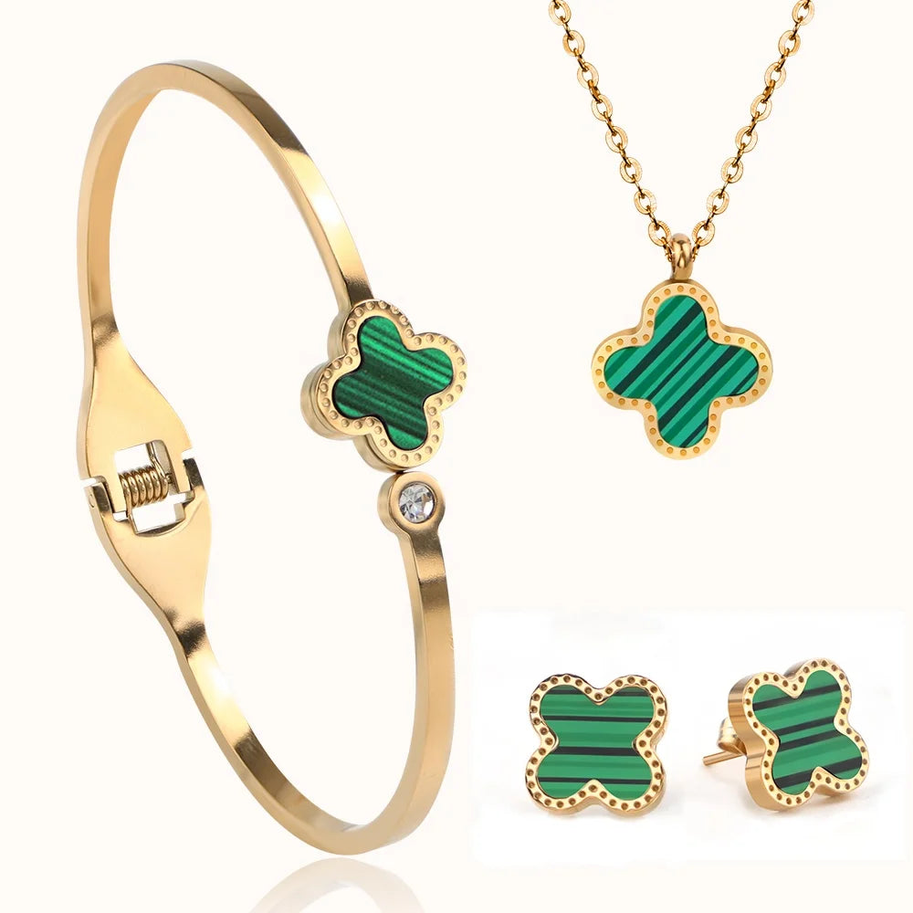 Luxury Classic Fashion Accessories Custom Bracelet Necklace Earring Jewelry Set Stainless Steel