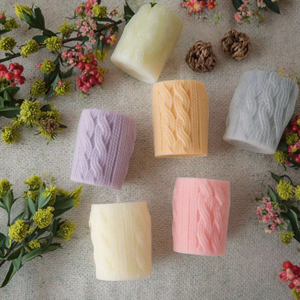 Knitted Pattern Scented Candle Soy Wax Winter Warmth Vintage Korean-style INS Home Decoration Gift Party Favor Pillar