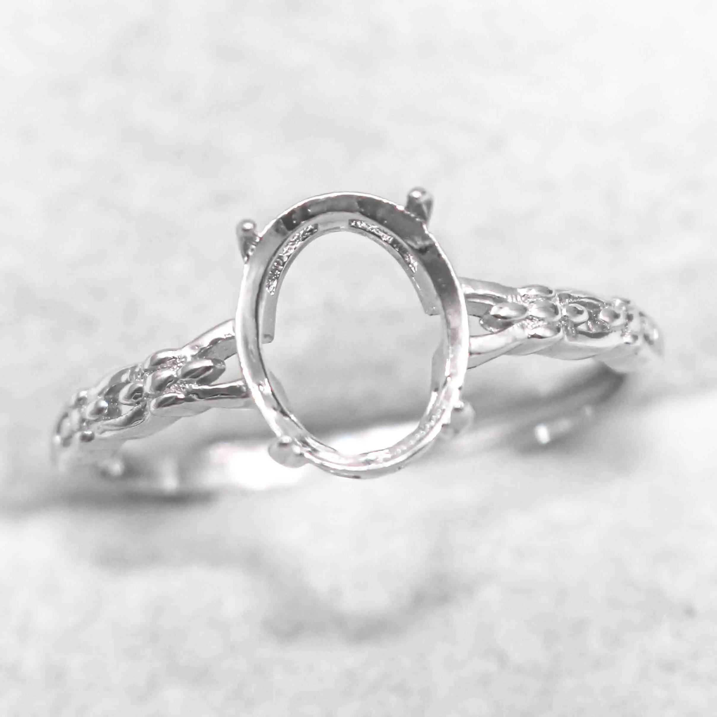 Sterling Silver 6*8/7*9/8*10mm Semi Mount Ring Empty Frame Blank Support Setting Base Holder Without Center Stone for DIY Inlay