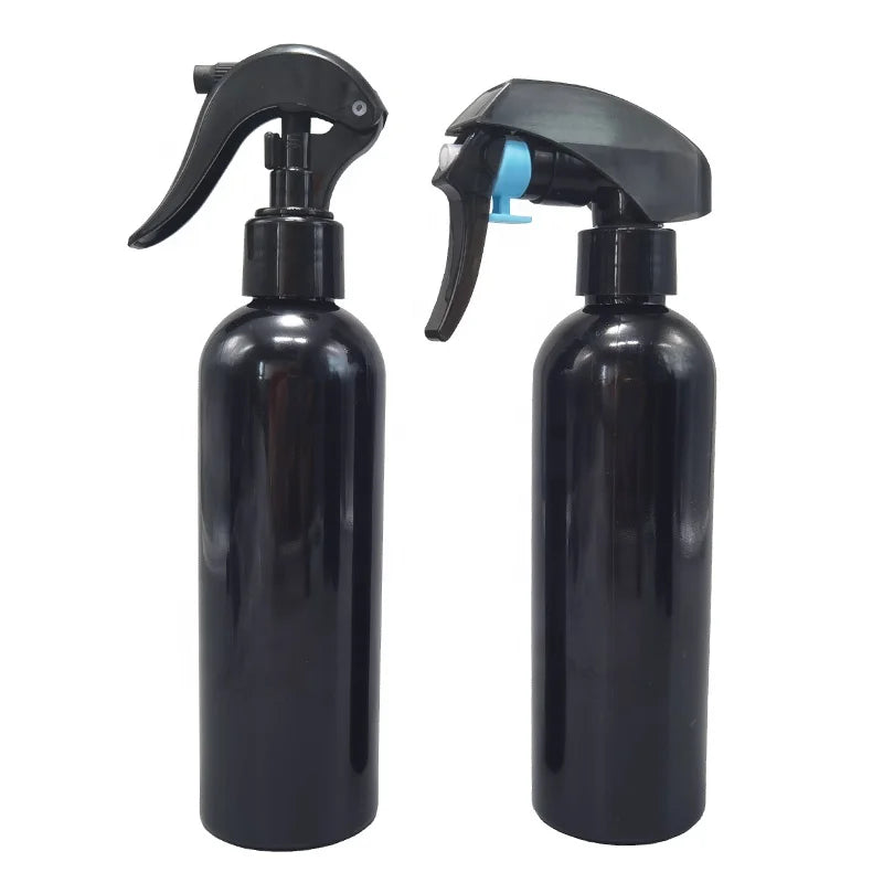 250ml Empty PET Cylindrical Plastic Black Trigger Spray 8 oz Spray Bottle With Black Trigger Sprayer