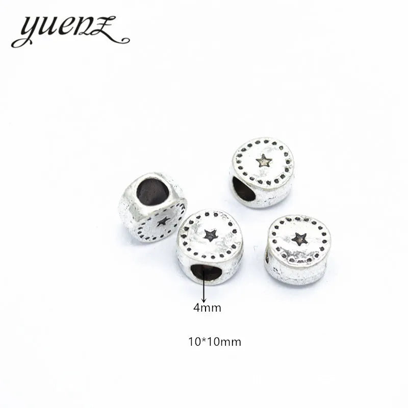 Antique Silver Color Big Hole Star Beads Spacers Beads Fit European Charm Jewelry Accessories DIY Findings Bracelet Making R94