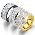 2021 Fashion Stainless Steel Ring Jewelry Five Row Drill Ring Personality Couple Ring for Women Men
