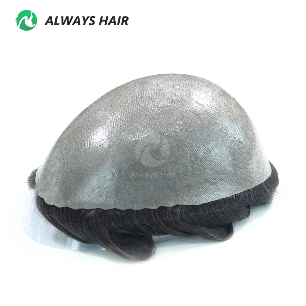 SKIN - Fine Products Multiple Colors 0.12-0.14 mm Thickness Indian Human Hair Wig for Men Toupee
