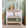 INNOVA Rustic White Solid Wooden Console Cabinet Nordic Style Living Room Entryway Furniture with Shelf for Farmhouse