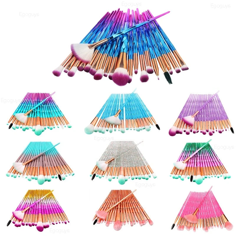 20Pcs Diamond Makeup Brushes Set Powder Foundation Blush Blending Eye Shadow Lip Cosmetic Beauty Make up Brush