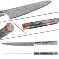 Damascus ultra sharp Small Kitchen High Carbon Stainless Steel Meat Kebab Messer Chef Cutter Kiritsuke Knife Set with Holder
