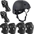 Adjustable Knee and Elbow Pads for Kids Hard Shell Protective Gear for Biking Roller Skating & Skateboarding with Helmet
