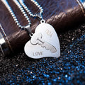2 Pcs/Set Trendy Couple Necklace Jewelry Silver Stainless Steel I Love You Heart Lock Key Pendant Couple Necklace Wholesale