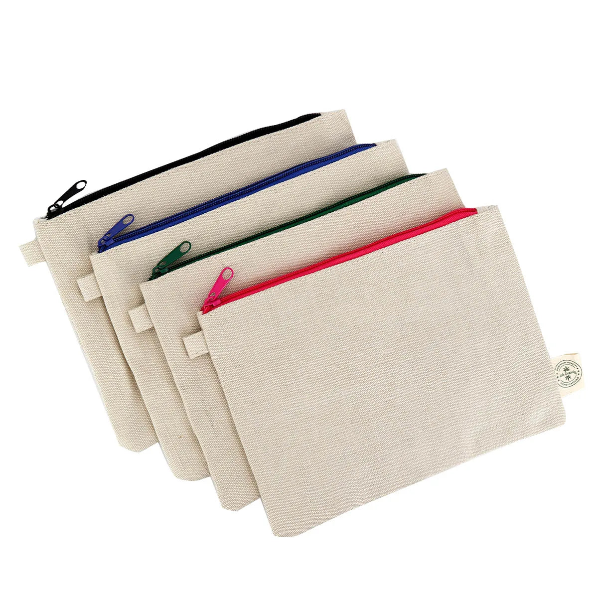 Eco Friendly Jute Cotton Canvas Cosmetic Zipper Pouch Bag with Private Label Natural Travel Organizer Bag for Promotional Gift