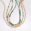 Holiday Beach Summer Handmade Multi Candy  Bead Colorful Freshwater Pearl Choker Stainless Steel Necklace Waterproof Jewelry