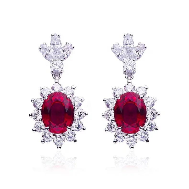 2022 Luxury 925 Silver Drop Earrings for Women Exquisite Oval Gem Egg-Shaped Design Wedding Gift