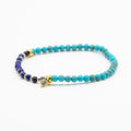 Hot Selling Mini Beaded Stretch Turquoise Lapis Lazuli Bracelet with Real Gold Plated Spacers for Women and Girls