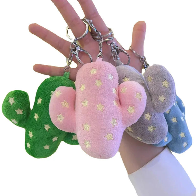 Cute Fluffy 3d Cactus Keychain Backpack Doll Pendant Custom Plush Toy Keychain