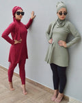 MOTIVE FORCE 3pcs Burkini Casual Long Sleeve Plain Color Muslim Swimwear Burkini & Beachwear