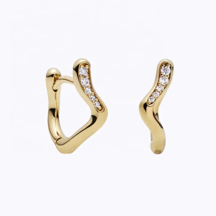 LOZRUNVE Recycled 925 Sterling Silver Jewelry Korean Fashion Design Wave Hoop Earring Set