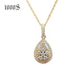 18K Gold Chains with Water Drop Shape Yellow Gold Diamond Pendants Necklaces