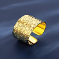 Bulk Waterproof Chic Eternity Stainless Steel Gold Plated Blank Open Cuff Finger Ring 14mm Wide Jewelry