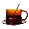 Colored Single Wall Glass Coffee Tea Mug Cup With Saucer Glass Coffee Cup Set